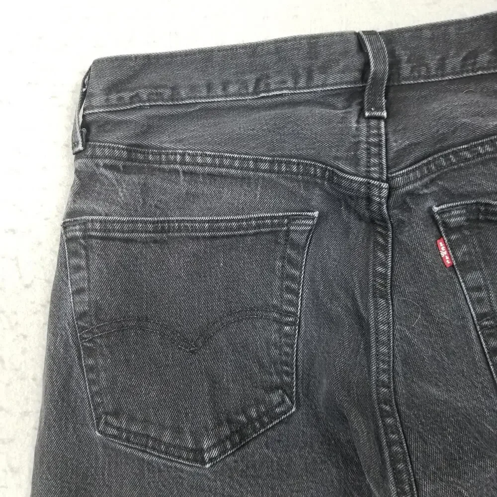 Levis 501 Jeans Mens 31x32 Gray‎ Straight Leg Button Fly Stretch Denim Charcoal